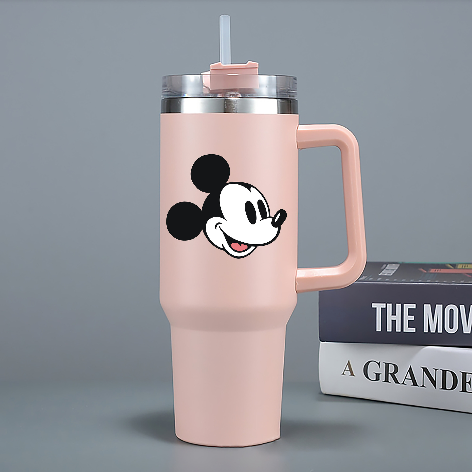 （画像用） ミッキーマウス Mickey Mouse 1200mL車用タンブラー - クリスタルステッカー（プラスチックストロー付き）